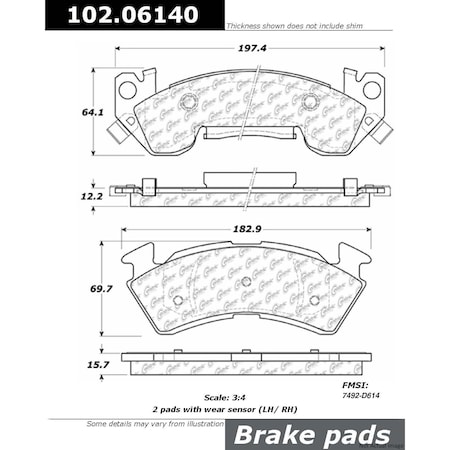 Centric Parts METALLIC BRAKE PAD W/SHIMS 102.0614